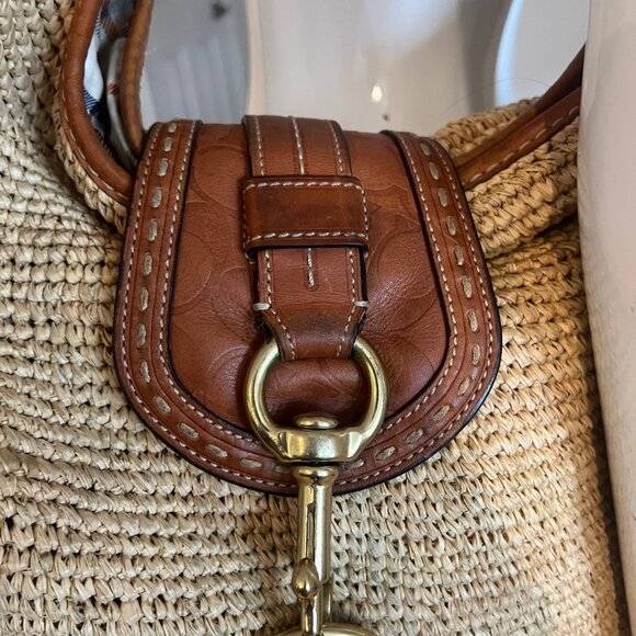 COACH BLEECKER MILLIE NATURAL STRAW LEATHER TRIM HOBO X - Picture 4 of 14